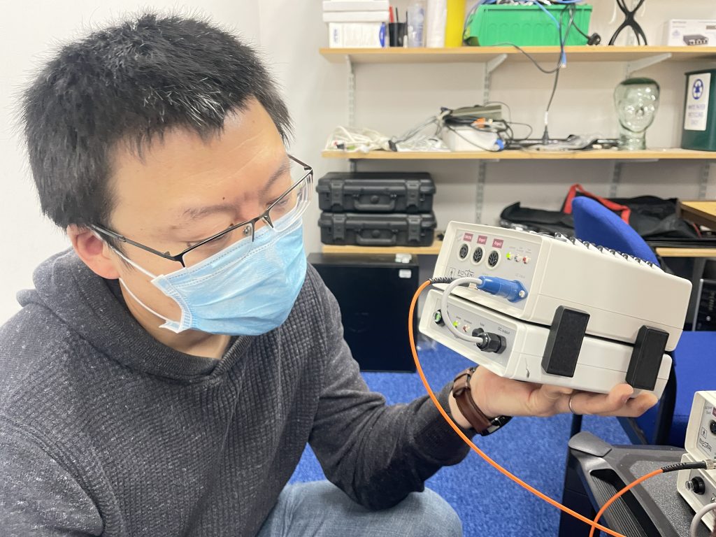 Dr Xun checking communication between Amplifiers