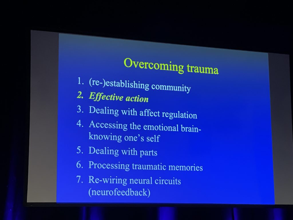 Bessel van der Kolk's summary slide on how to overcome trauma: Last word to ... Neurofeedback